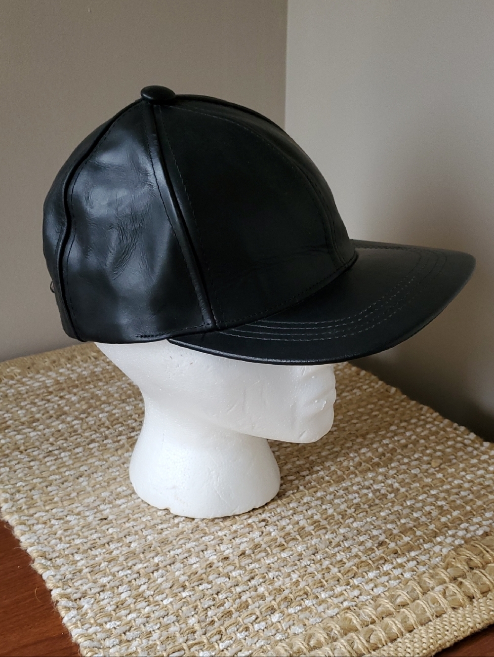 Black Leather Baseball Cap